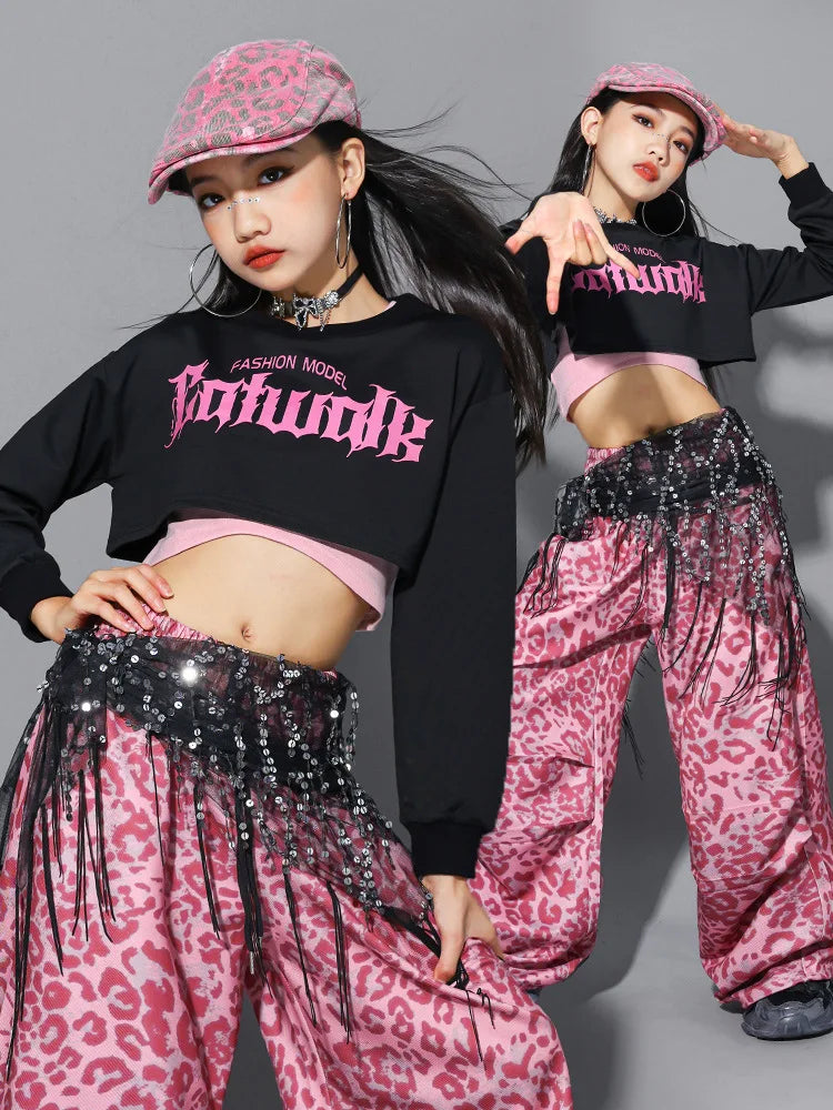 Crop Top Girls K-pop Lovley   Street Dance  Children Streetwear Kids Hip Hop Jazz Girl Group Clothes