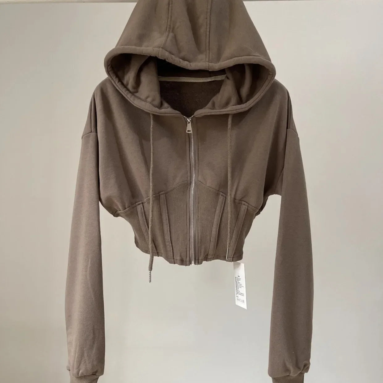 Crop Tops Fashion Hoodies for Women 2023 Ropa Mujer Slim Waist Folds Zipper Y2k Jackets Casual Korean Vintage Sweatshirts Coat