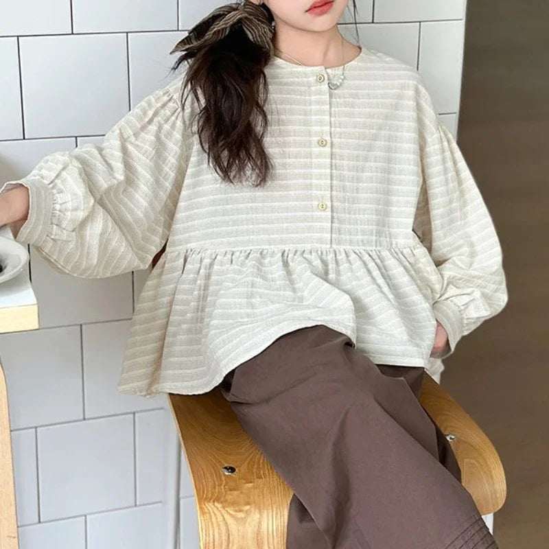 Striped Shirt for Spring and Summer  Internet Famous Spring Outfit Forest Shirt Fashionable Doll Shirt Trend