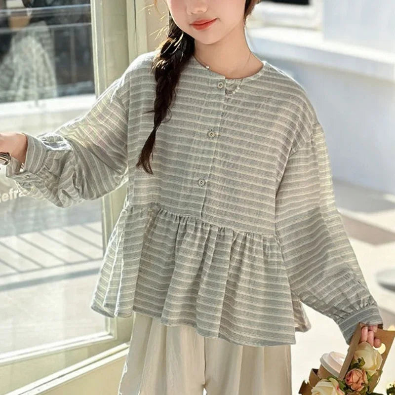 Striped Shirt for Spring and Summer  Internet Famous Spring Outfit Forest Shirt Fashionable Doll Shirt Trend