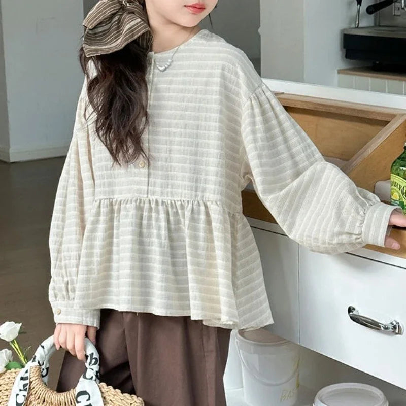Striped Shirt for Spring and Summer  Internet Famous Spring Outfit Forest Shirt Fashionable Doll Shirt Trend