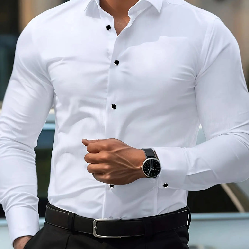 Stylisches schwarzes Herren Langarmshirt mit geometrischem Design - Slim Cut, leichtes Polyestermaterial, ideal für lässige oder
