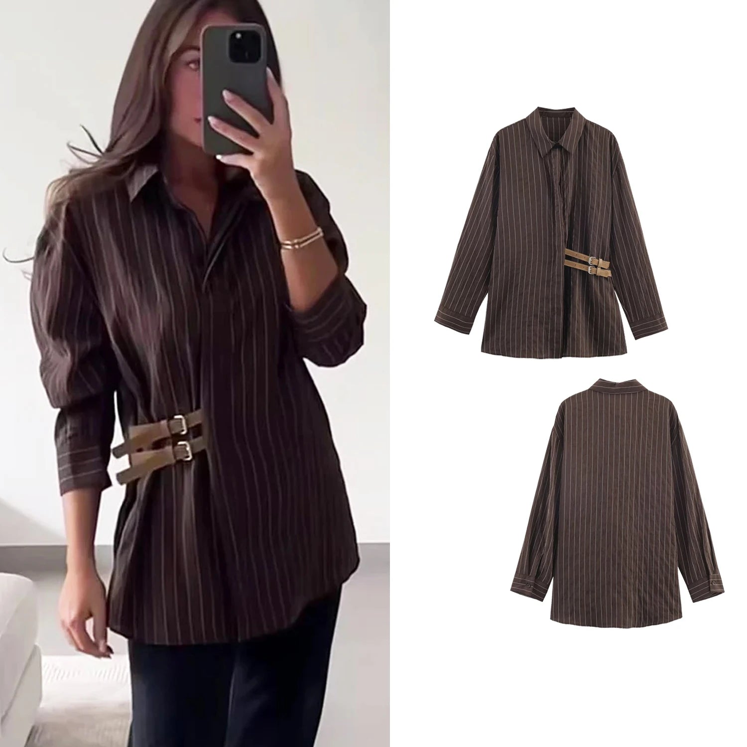 Women's Striped Shirt Spring New Female Chic Casual Long Sleeve Shirt Elegant Blouse Top Lady Fashion Vintage Street Shirts