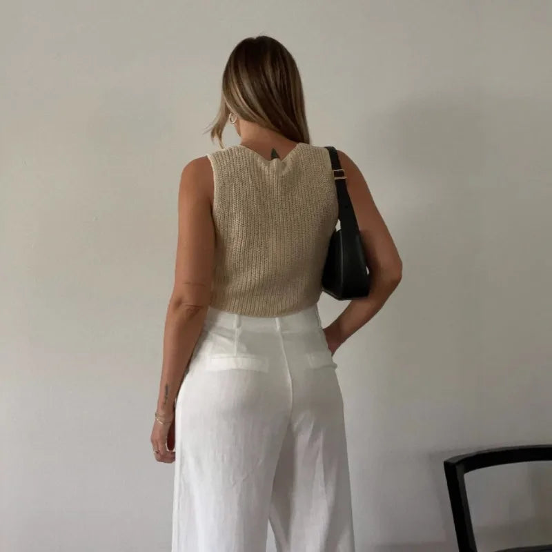 Crop Top  Women Tops 2025 Kintted Sweater Vest Solid Women Summer